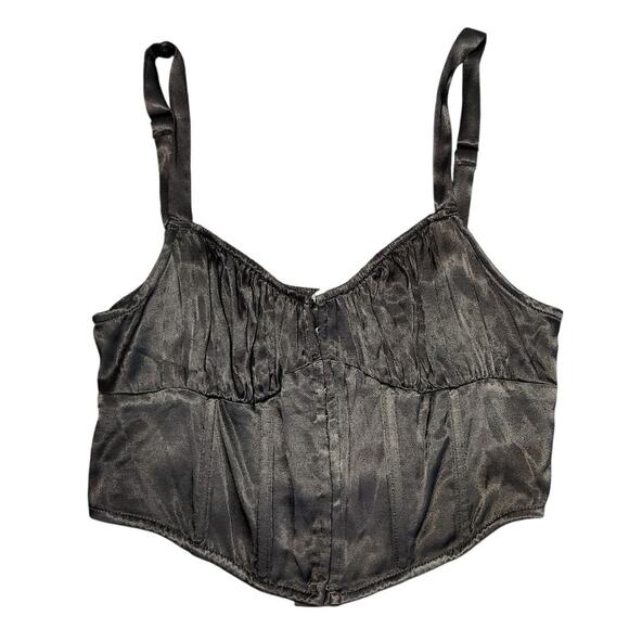 NWT ASTR The Label Tank Top Bustier Corset Crop Camisole Top Black Womens L - Picture 1 of 5